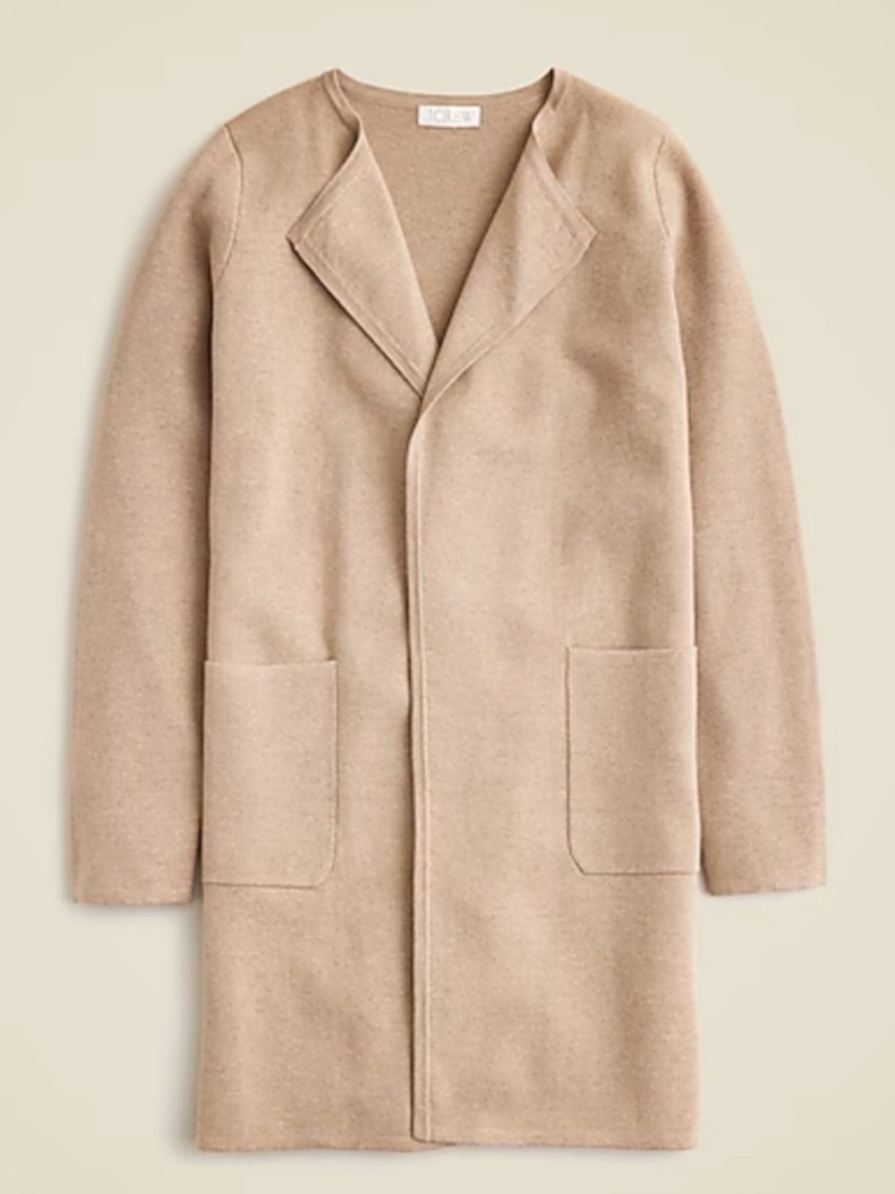J. Crew Juliette Collarless Sweater Blazer Medium Tan Layering Midlength NWT